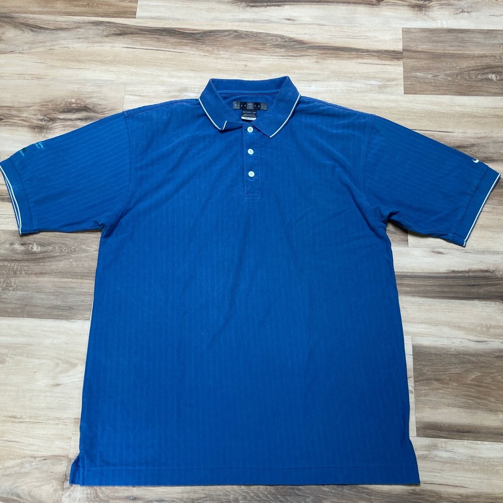 Nike Golf Polo Shirt Large Dri-FIT Short Sleeve Cotton Blend Blue Vintage 00s